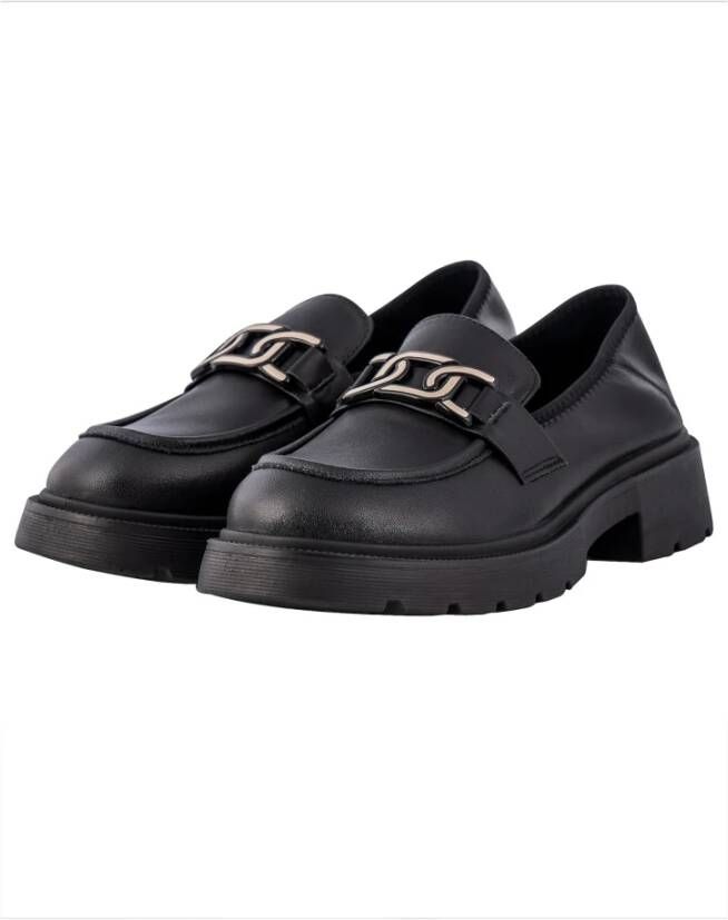Cesare Gaspari Chunky Platform Loafers Zwart Black Dames