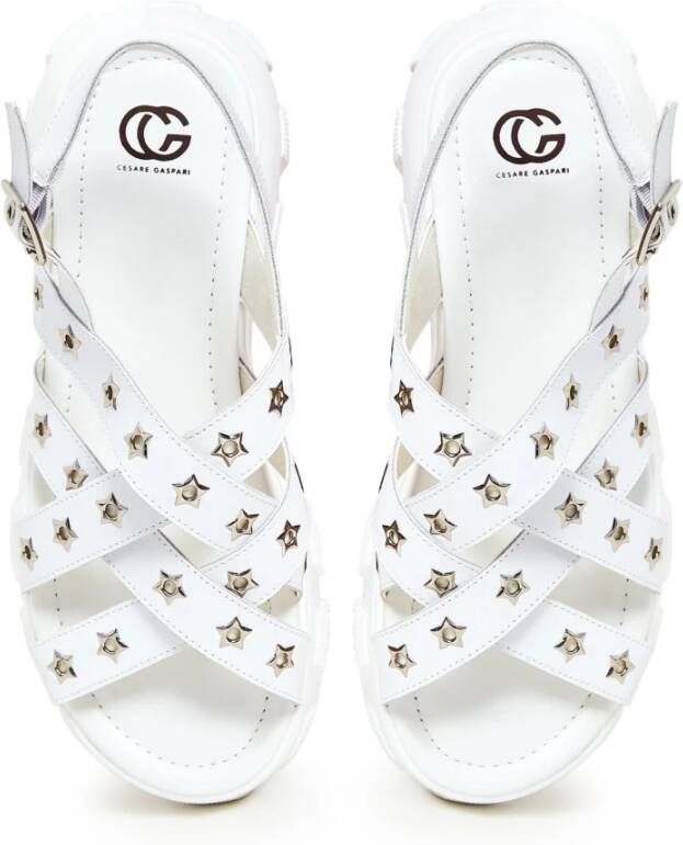 Cesare Gaspari Chunky Platform Sandalen Wit White Dames