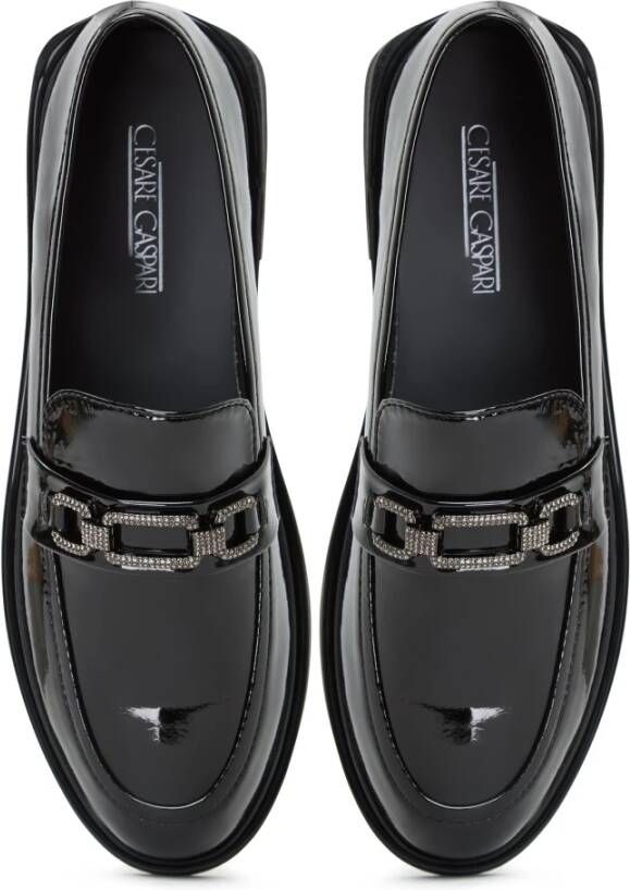 Cesare Gaspari Elegant Block Heels Loafers Black Dames