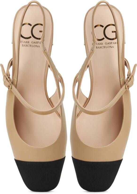 Cesare Gaspari Elegant Slingback Block Heels Pumps Beige Dames