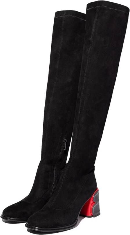 Cesare Gaspari Elegant Suede Over-the-Knee Boots Black Dames