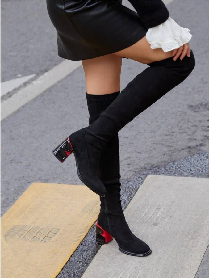 Cesare Gaspari Elegant Suede Over-the-Knee Boots Black Dames