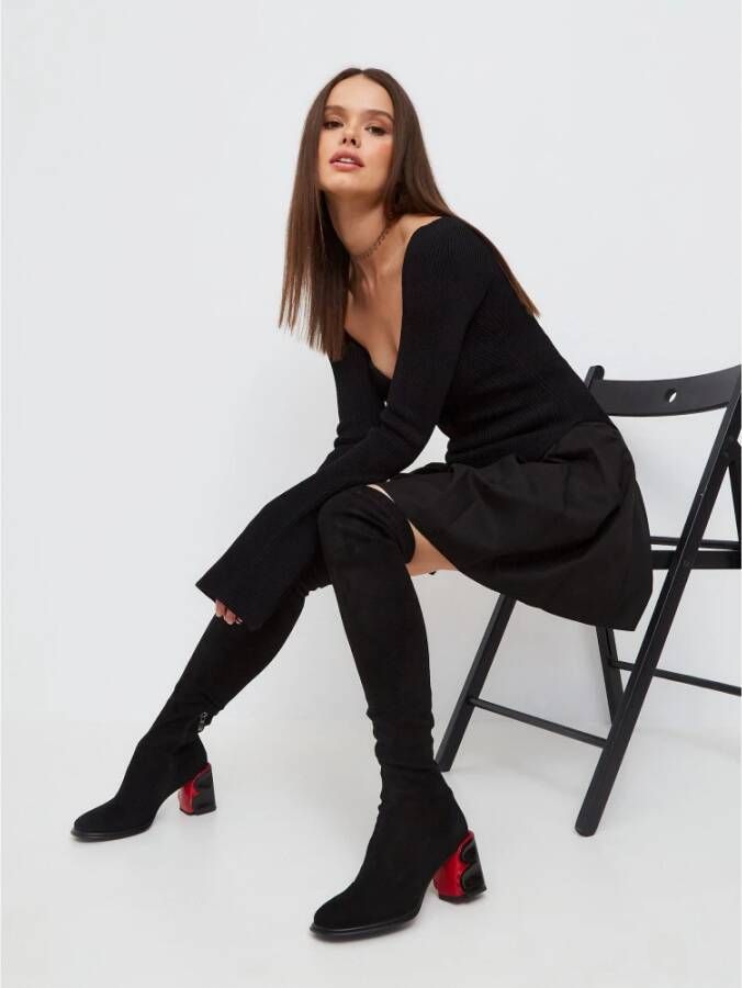 Cesare Gaspari Elegant Suede Over-the-Knee Boots Black Dames