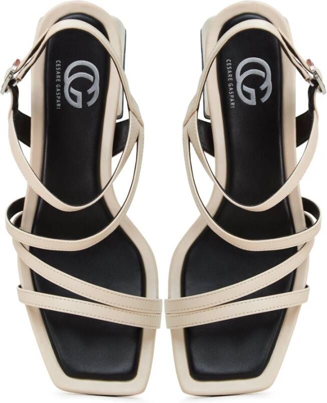 Cesare Gaspari Elegante Block Heels Sandalen Beige Dames