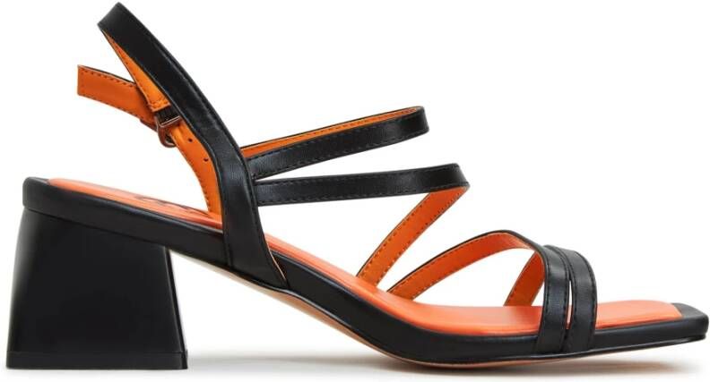 Cesare Gaspari Elegante Block Heels Sandalen Zwart Black Dames