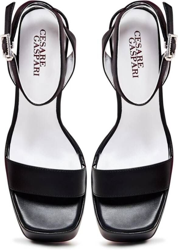 Cesare Gaspari Elegante High-Heeled Sandalen Zwart Black Dames