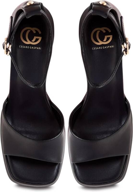 Cesare Gaspari Elegante Hoge Hak Sandalen Zwart Black Dames