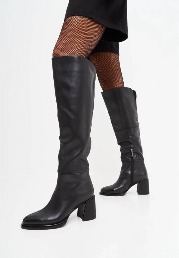 Cesare Gaspari Elegante leren enkellaarsjes Black Dames