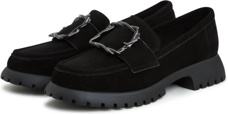 Cesare Gaspari Elegante Platform Loafers in Zwart Black Dames