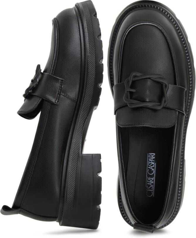 Cesare Gaspari Elegante Platform Loafers in Zwart Black Dames