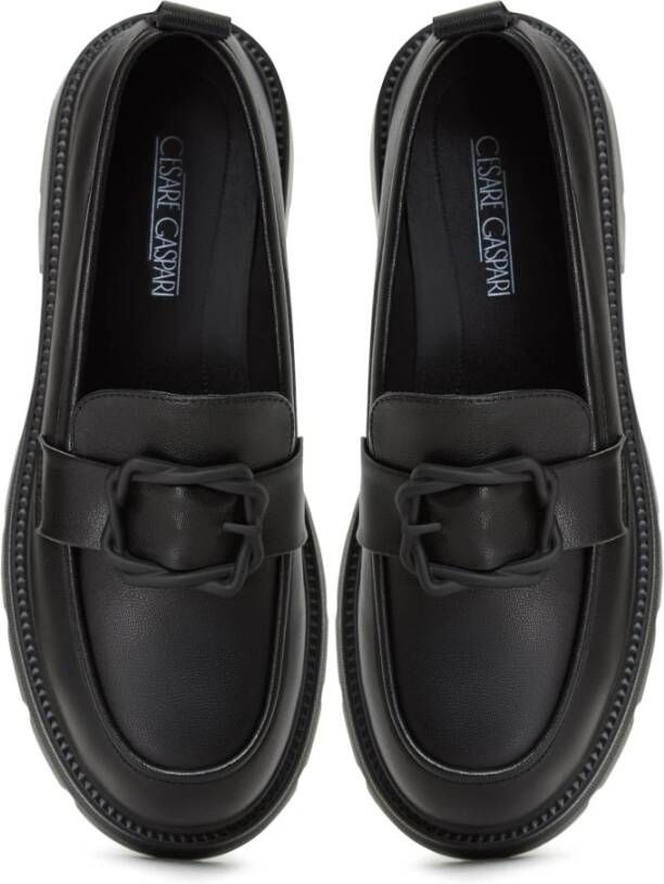Cesare Gaspari Elegante Platform Loafers in Zwart Black Dames