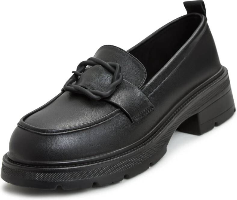Cesare Gaspari Elegante Platform Loafers in Zwart Black Dames