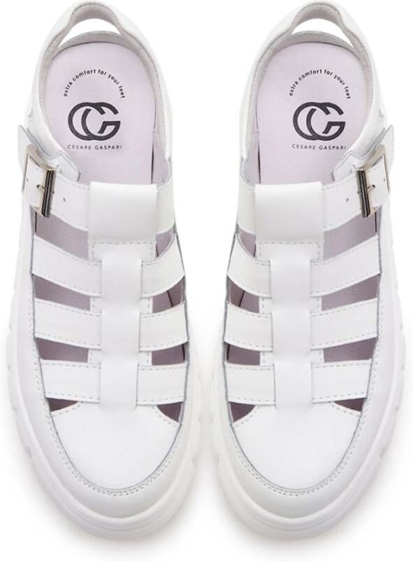 Cesare Gaspari Elegante Urban Platform Sandalen White Dames