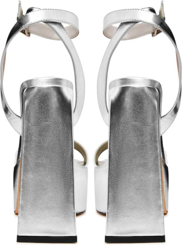 Cesare Gaspari Elegante Zilveren Hoge Hakken Sandalen Gray Dames