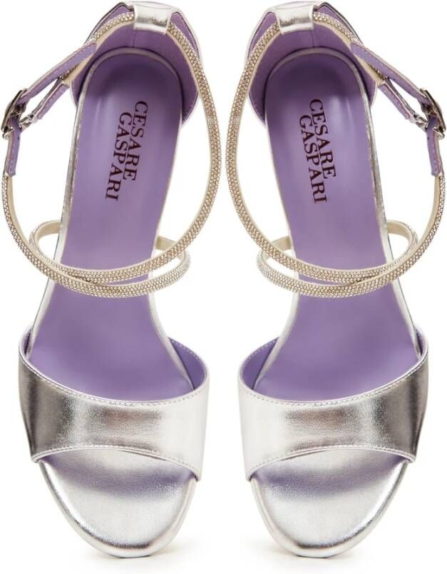 Cesare Gaspari Elegante Zilveren Hoge Hakken Sandalen Gray Dames