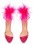 Cesare Gaspari Elegante Zwarte Gevederde Enkelband Luxe Hoge Hak Sandalen Fushia Pink Dames - Thumbnail 7