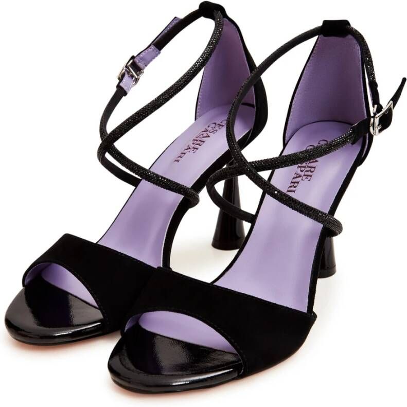 Cesare Gaspari Elegante Zwarte Hoge Hakken Sandalen Black Dames
