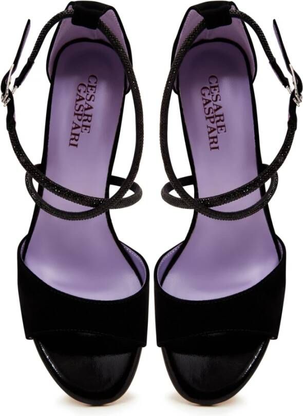 Cesare Gaspari Elegante Zwarte Hoge Hakken Sandalen Black Dames