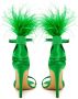 Cesare Gaspari Elegante Zwarte Veren Enkelband Luxe Hoge Hak Sandalen Groen Green Dames - Thumbnail 9