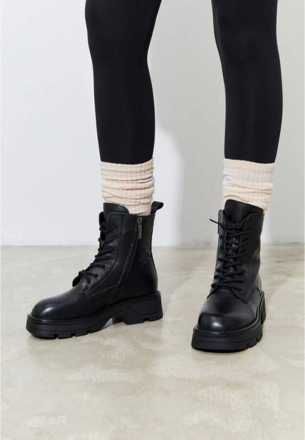 Cesare Gaspari Casual Veterschoenen Enkellaarsjes Zwart Black Dames