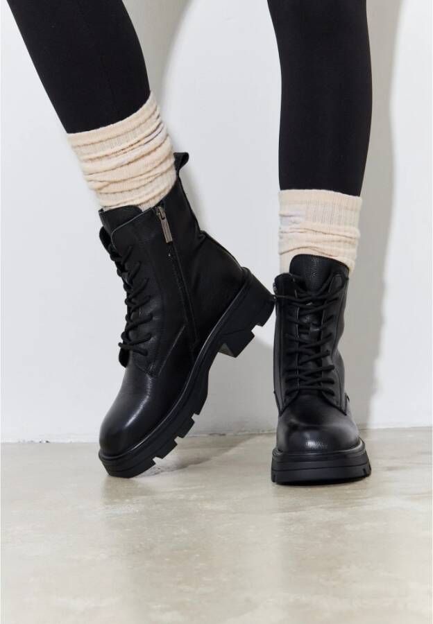 Cesare Gaspari Casual Veterschoenen Enkellaarsjes Zwart Black Dames