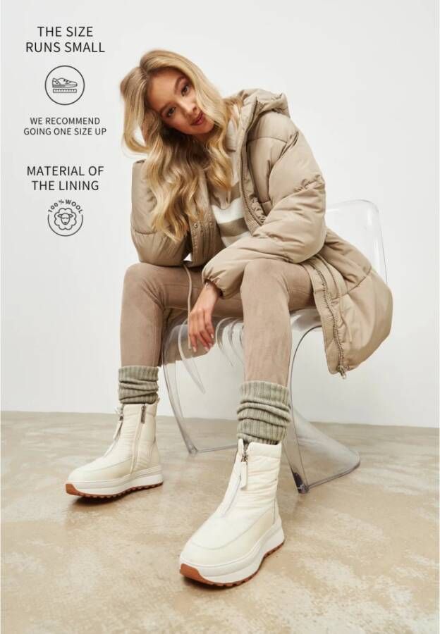 Cesare Gaspari Winter Warme Plateau Laarzen Ivoor Beige Dames