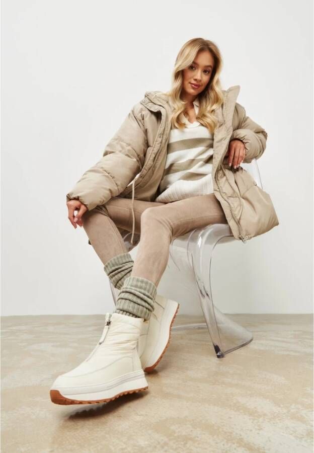 Cesare Gaspari Winter Warme Plateau Laarzen Ivoor Beige Dames