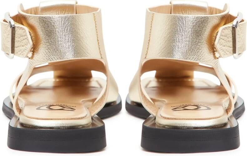 Cesare Gaspari Gouden Enkelband Platte Zool Sandalen Yellow Dames