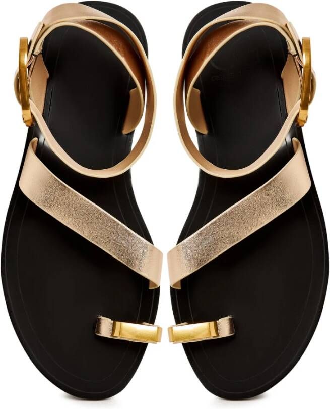Cesare Gaspari Gouden Platte Sandalen Paula Yellow Dames
