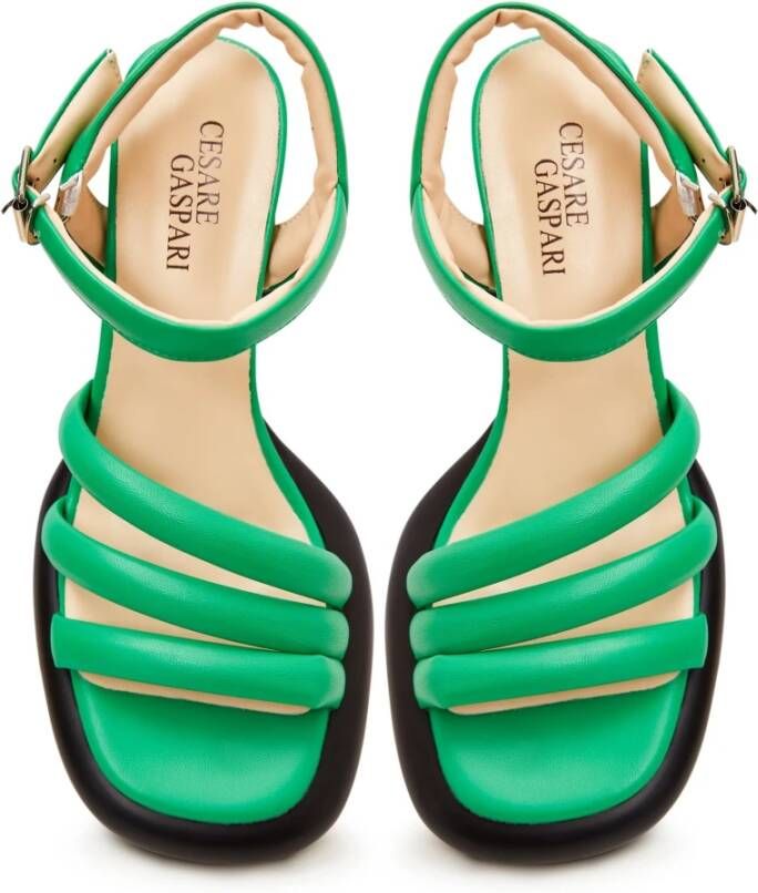 Cesare Gaspari Groene blokhak sandalen Green Dames