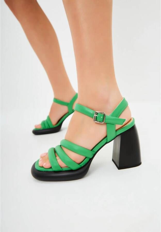Cesare Gaspari Groene blokhak sandalen Green Dames