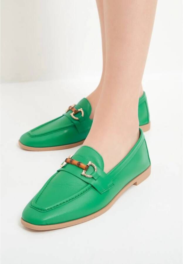 Cesare Gaspari Groene leren loafers Green Dames