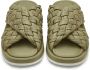 Cesare Gaspari Groene Leren Open Teen Sandalen Green Dames - Thumbnail 5