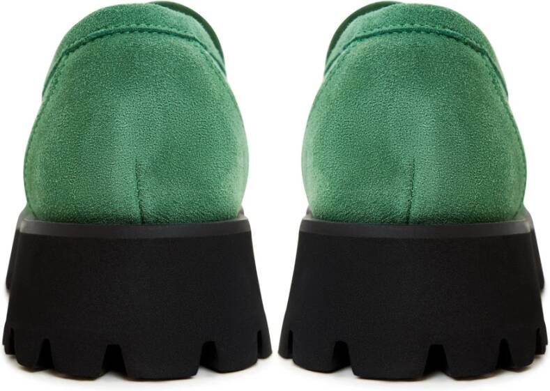 Cesare Gaspari Groene Platform Loafers met Kwast Details Green Dames