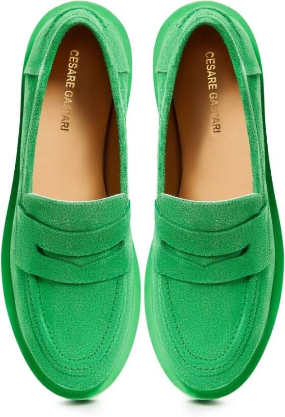 Cesare Gaspari Instap Suède Loafers Groen Green Dames