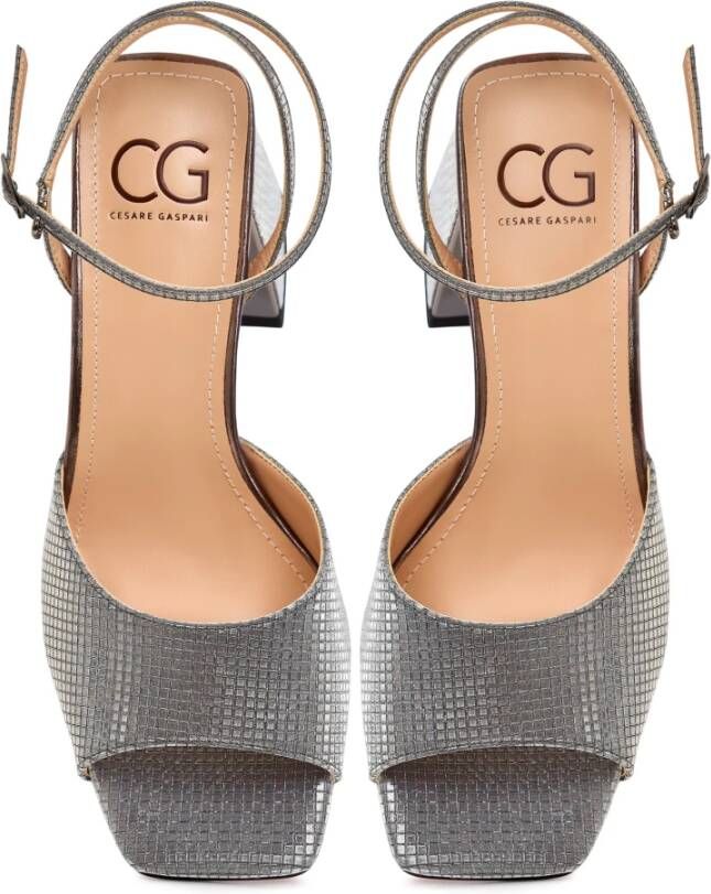 Cesare Gaspari Jewel Block Heels Sandalen Aurora Gray Dames