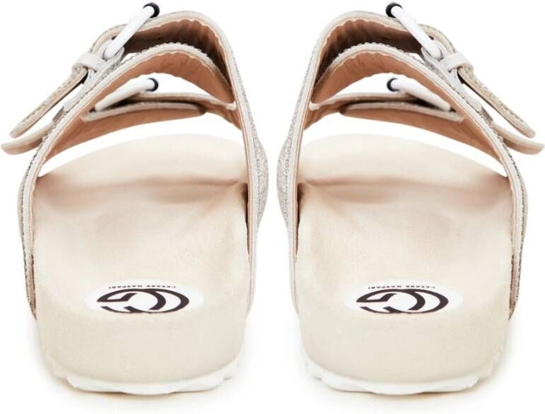 Cesare Gaspari Jewel Flat Sole Mules Gray Dames
