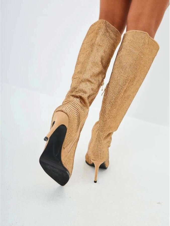Cesare Gaspari Jewel Stiletto Kniehoge Laarzen Yellow Dames
