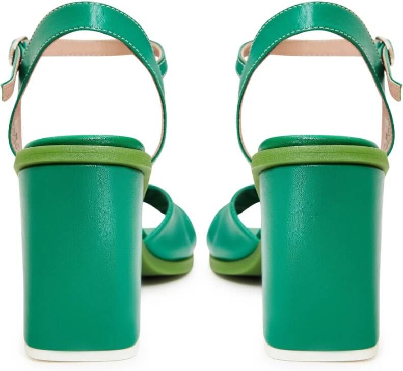 Cesare Gaspari Klassieke Blokhak Sandalen Groen Green Dames
