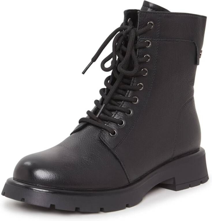 Cesare Gaspari Klassieke Lace-Up Platform Enkellaarzen Black Dames