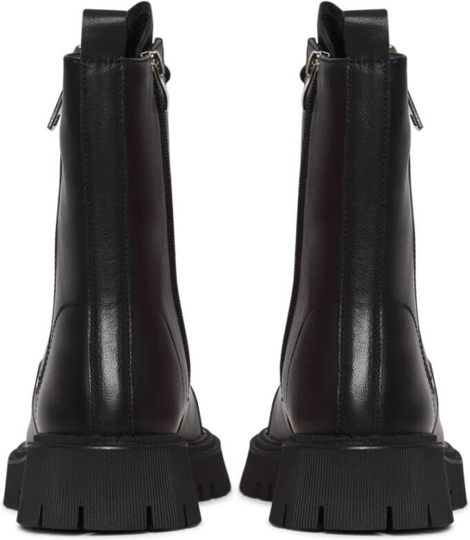 Cesare Gaspari Klassieke leren platform enkellaarzen Black Dames