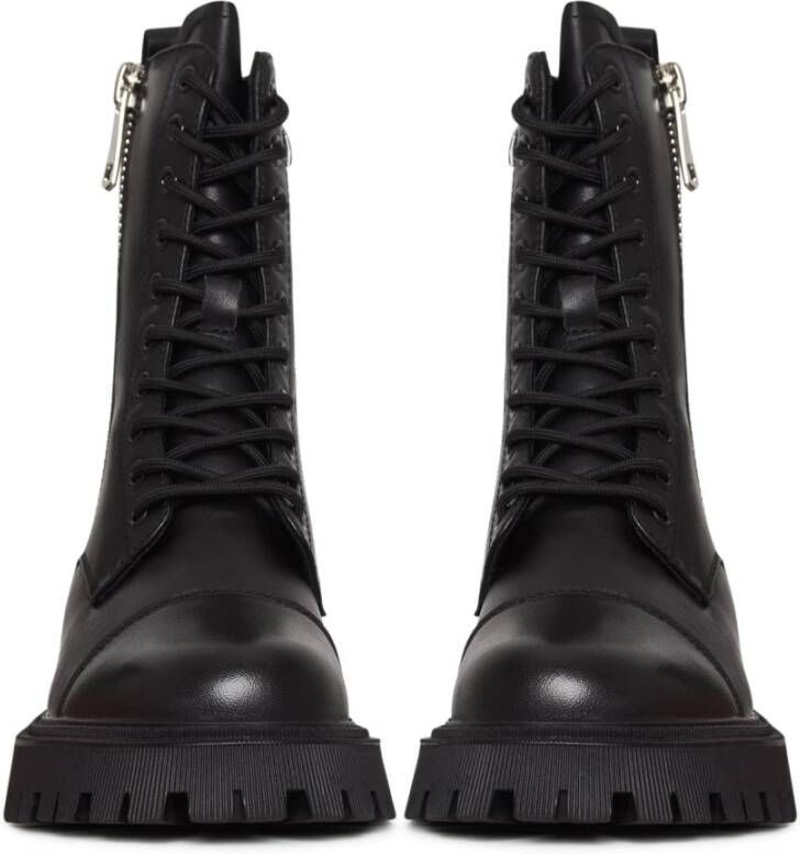 Cesare Gaspari Klassieke leren platform enkellaarzen Black Dames