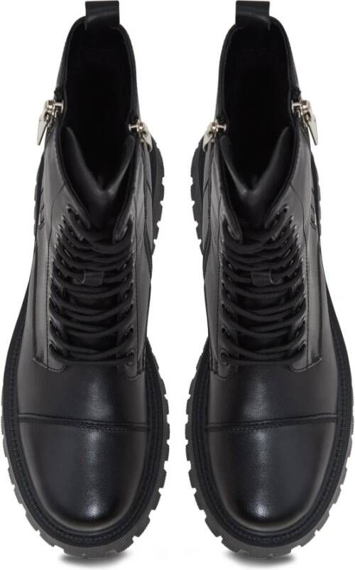 Cesare Gaspari Klassieke leren platform enkellaarzen Black Dames