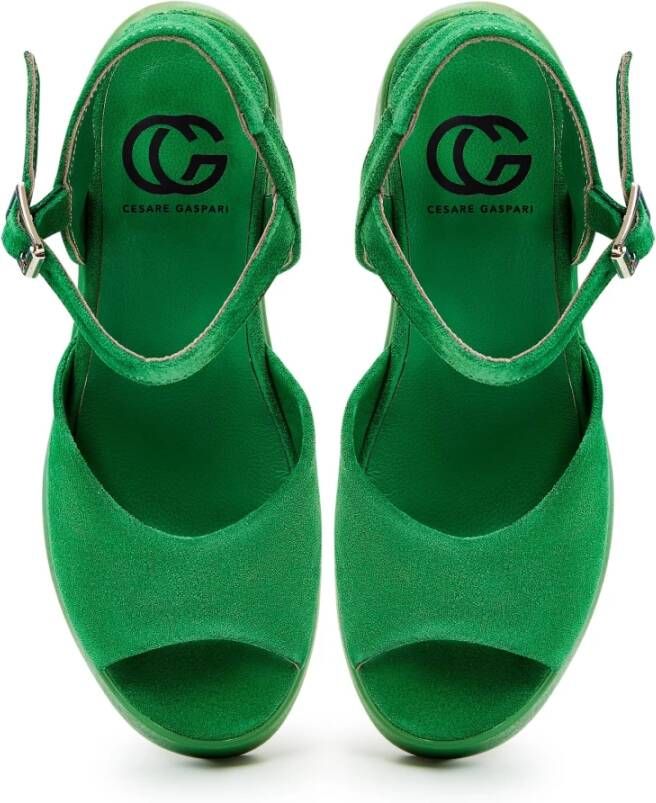 Cesare Gaspari Klassieke Plateausandalen Groen Green Dames