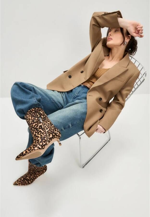 Cesare Gaspari Leopard Klassieke Enkellaarzen Brown Dames