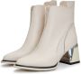 Cesare Gaspari Block Heel Ankle Boots Off white Beige Dames - Thumbnail 3