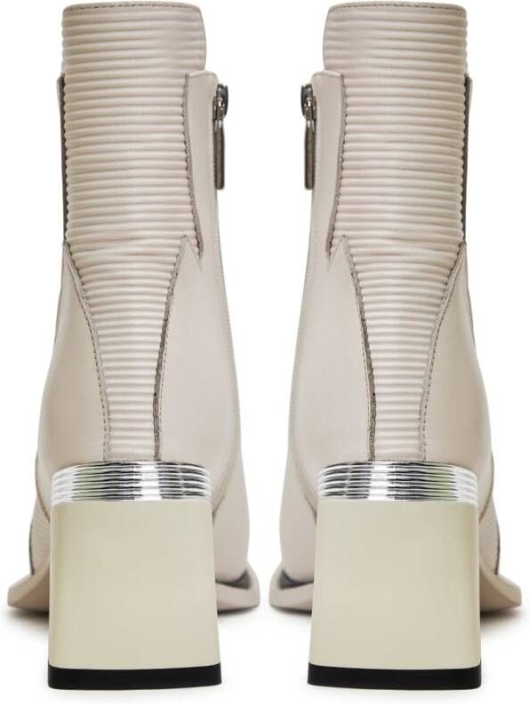 Cesare Gaspari Block Heel Ankle Boots Off white Beige Dames
