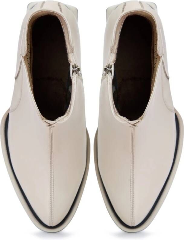 Cesare Gaspari Block Heel Ankle Boots Off white Beige Dames