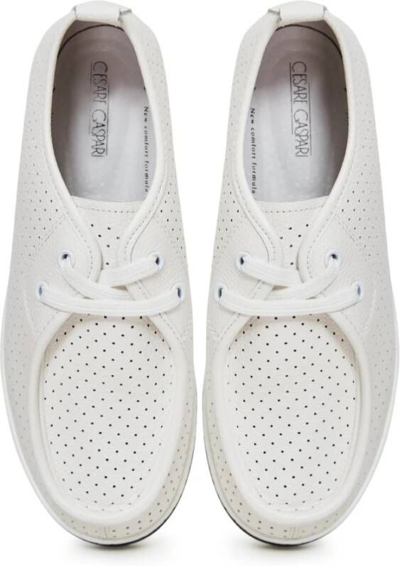 Cesare Gaspari Leren Classic Platform Instappers Wit White Dames
