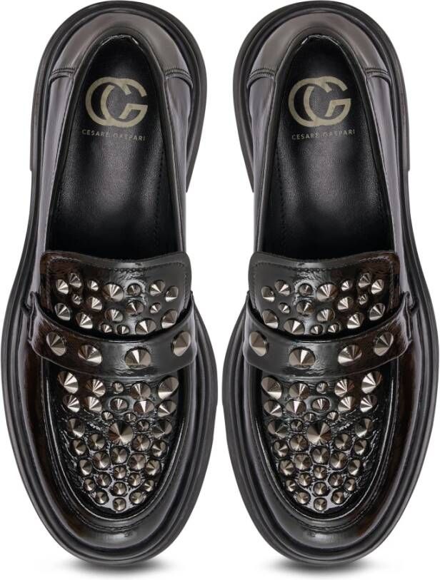 Cesare Gaspari Leren Loafers Rockstar Zwart